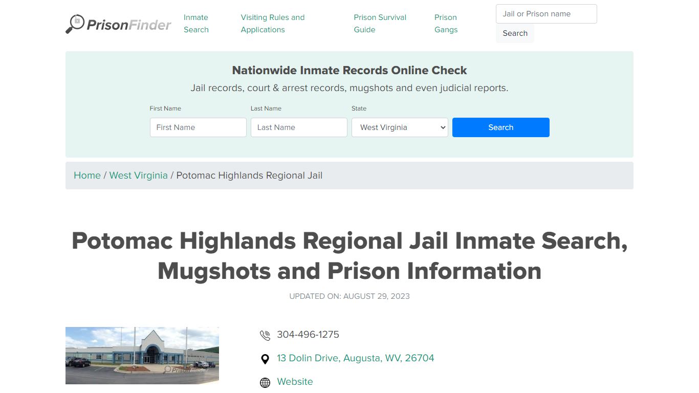 Potomac Highlands Regional Jail Inmate Search, Mugshots and Prison ...